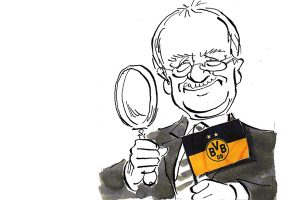 Unser Ehren-Leuchtturmpreisträger Hans Leyendecker. Gezeichnet von Dieter Hanitzsch