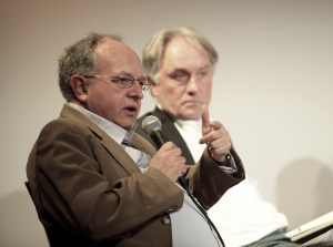Thomas Leif und Volker Lilienthal auf der Message-Fachtagung "Medienjournalismus – Probleme und Perspektiven" im April 2010. Foto: Andreas Lamm