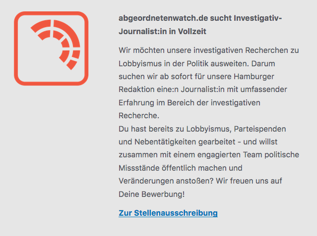 abgeordnetenwatch.de sucht Investigativ-Journalist:in in Vollzeit – http://nrch.de/abgeorneten0819