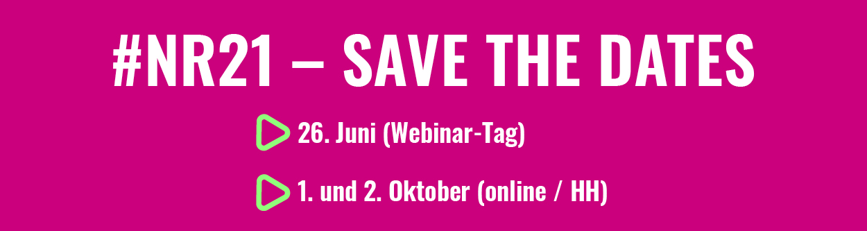 #nr21 - save the dates: 26. Juni (Webinartag) sowie 1. und 2. Oktober (online/HH): https://netzwerkrecherche.org/termine/termin/nr-jahreskonferenz-2021/