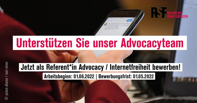 Reporter ohne Grenzen: Unterstützen Sie unser Advocacyteam