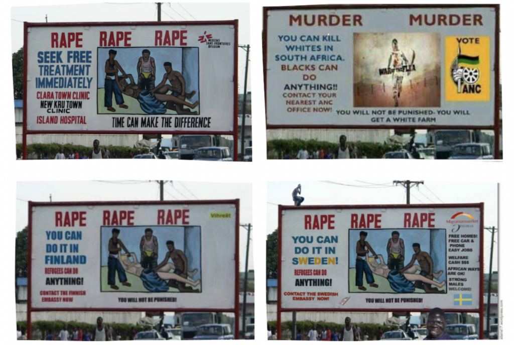 Mehrere Plakate, abgeändert mit unterschiedlichen Motiven
