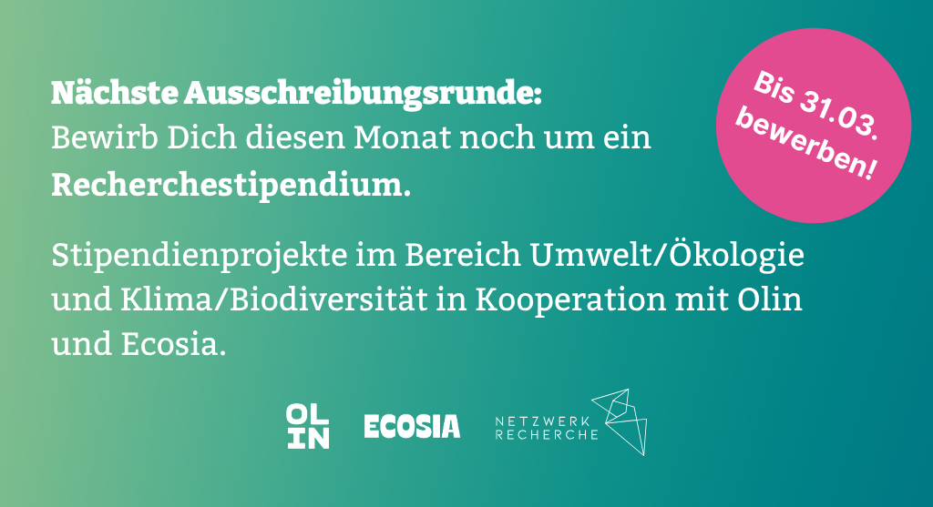 Nächste Ausschreibungsrunde: Bewirb dich diesen Monat noch um ein Recherchestipendium. 