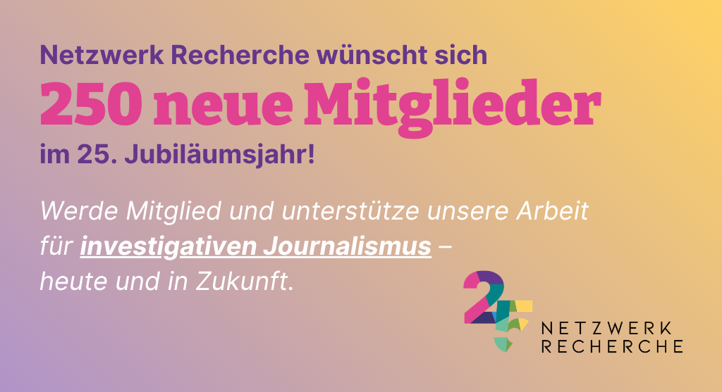 Jetzt Mitglied bei Netzwerk Recherche werden und von zahlreichen Vorteilen profitieren!